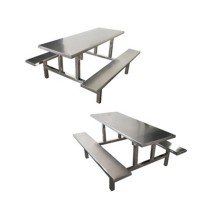 学校八人位连体餐桌椅 不锈钢制造 稳定性强不易损坏